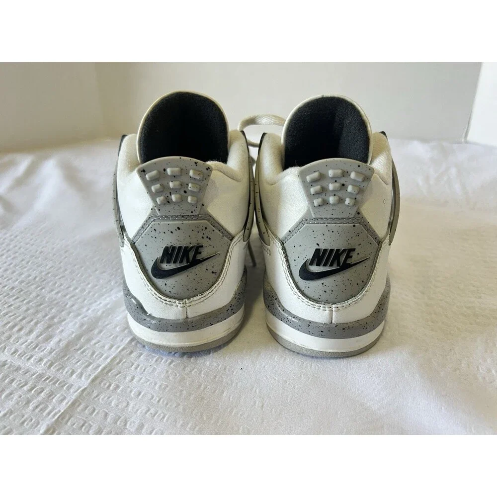 $120 Nike Air Jordan 4 Retro White Cement (PS) Shoes Sneakers IB4388-100 Sz 13c
